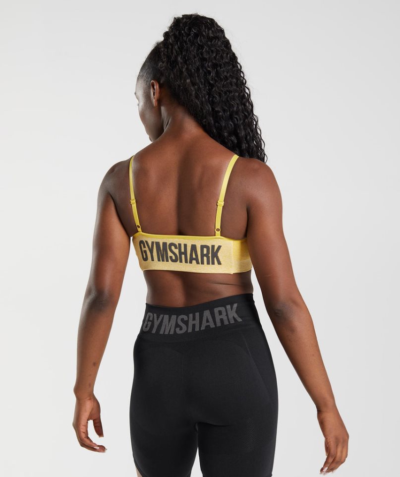 Women's Gymshark Flex Strappy Sports Bra Yellow | NZ 2HXMQW